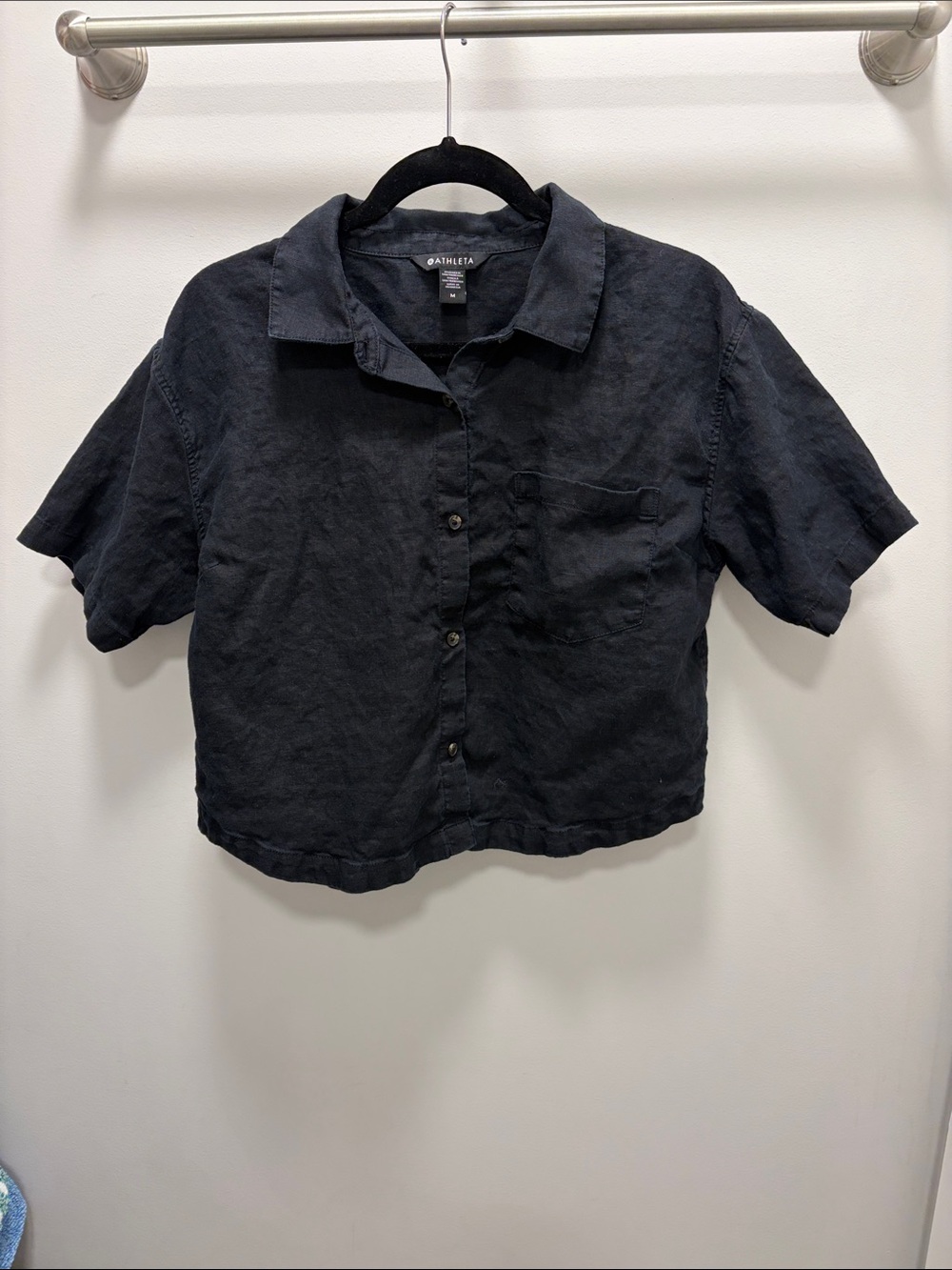 Athleta Short-Sleeve Boxy Button-Up in Black